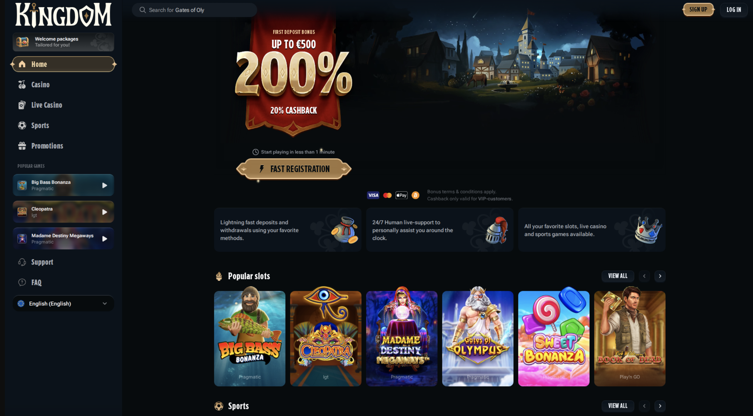 Kingdom Casino interface
